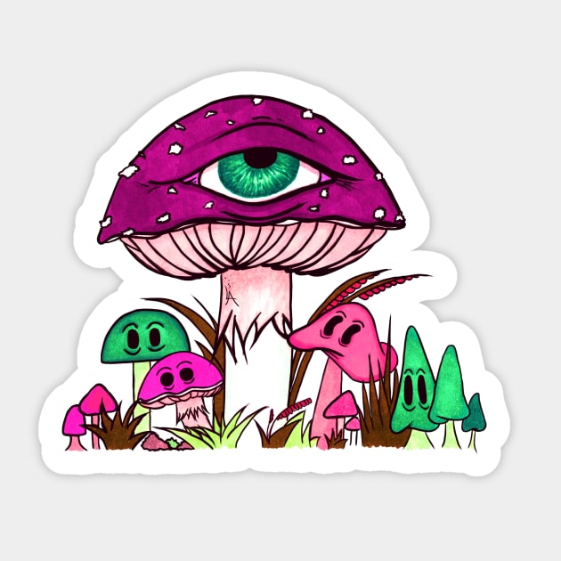 Toadstool and friends at a rave Sticker by Lisastle